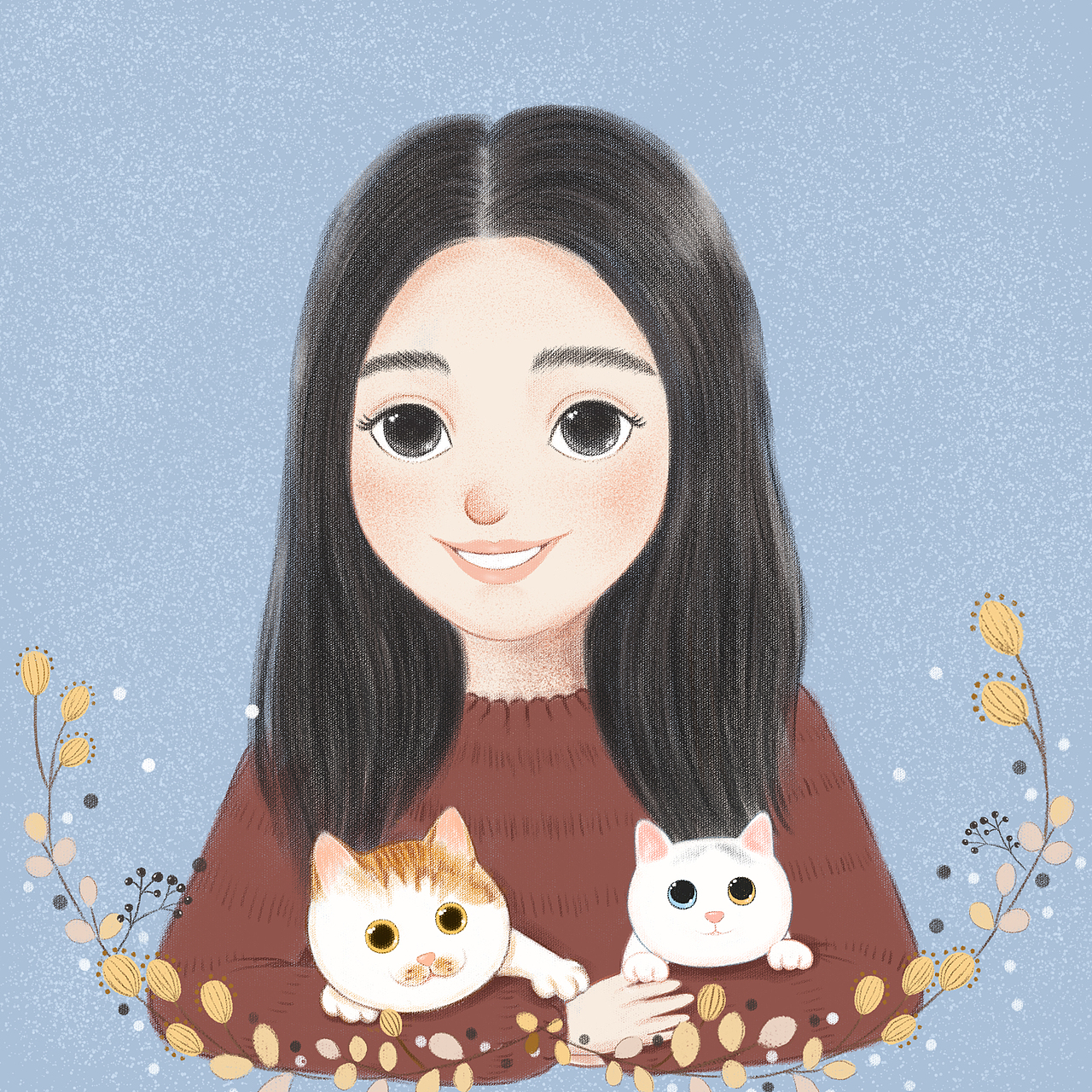 女孩與貓（圖ZMTM0MzgzMjI4） - 創(chuàng)作習(xí)作 - 站酷設(shè)計師月半鯨魚原創(chuàng)素材 - 站酷ZCOOL