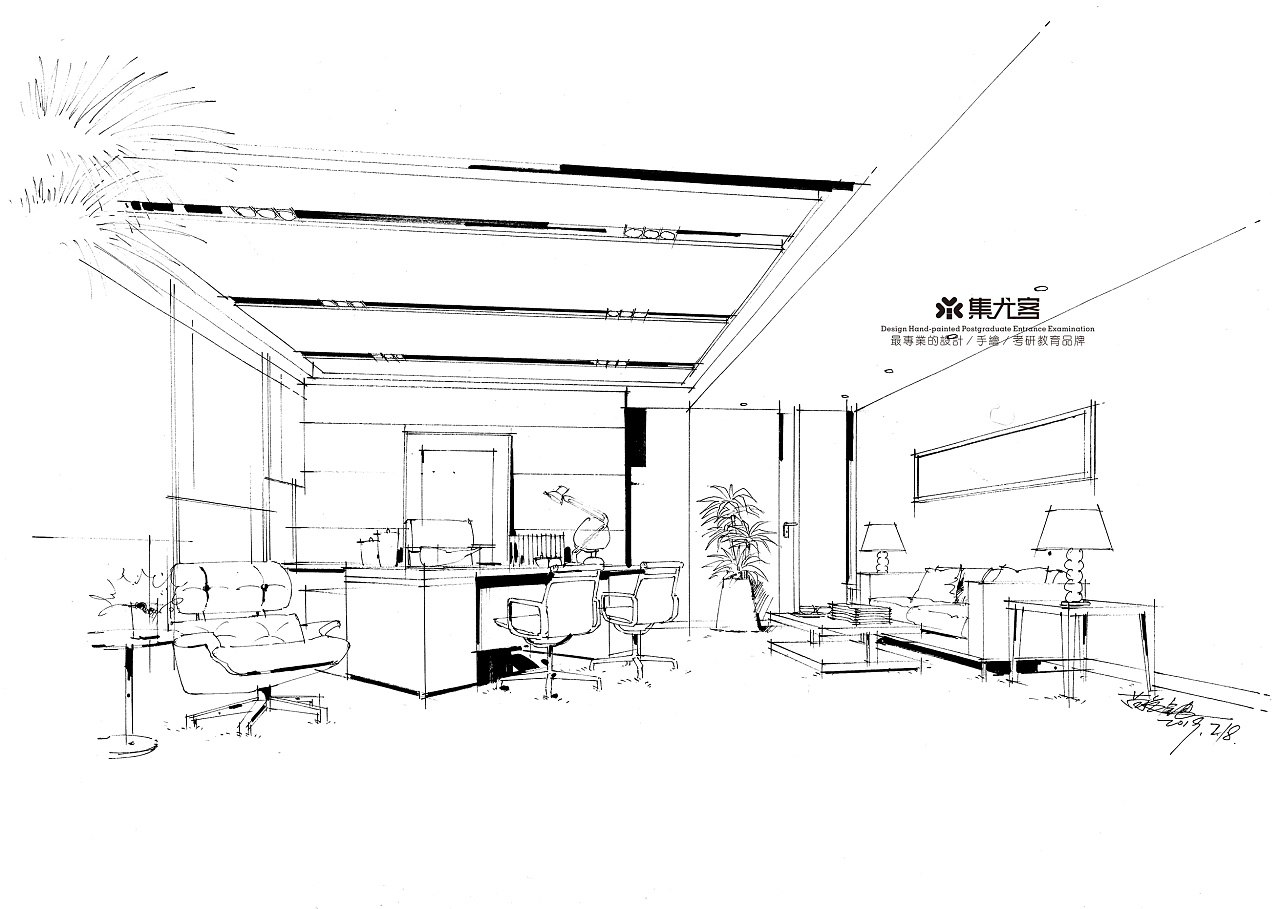 CCG纯粹办公室设计|手绘效果图 - 效果图交流区-建E室内设计网