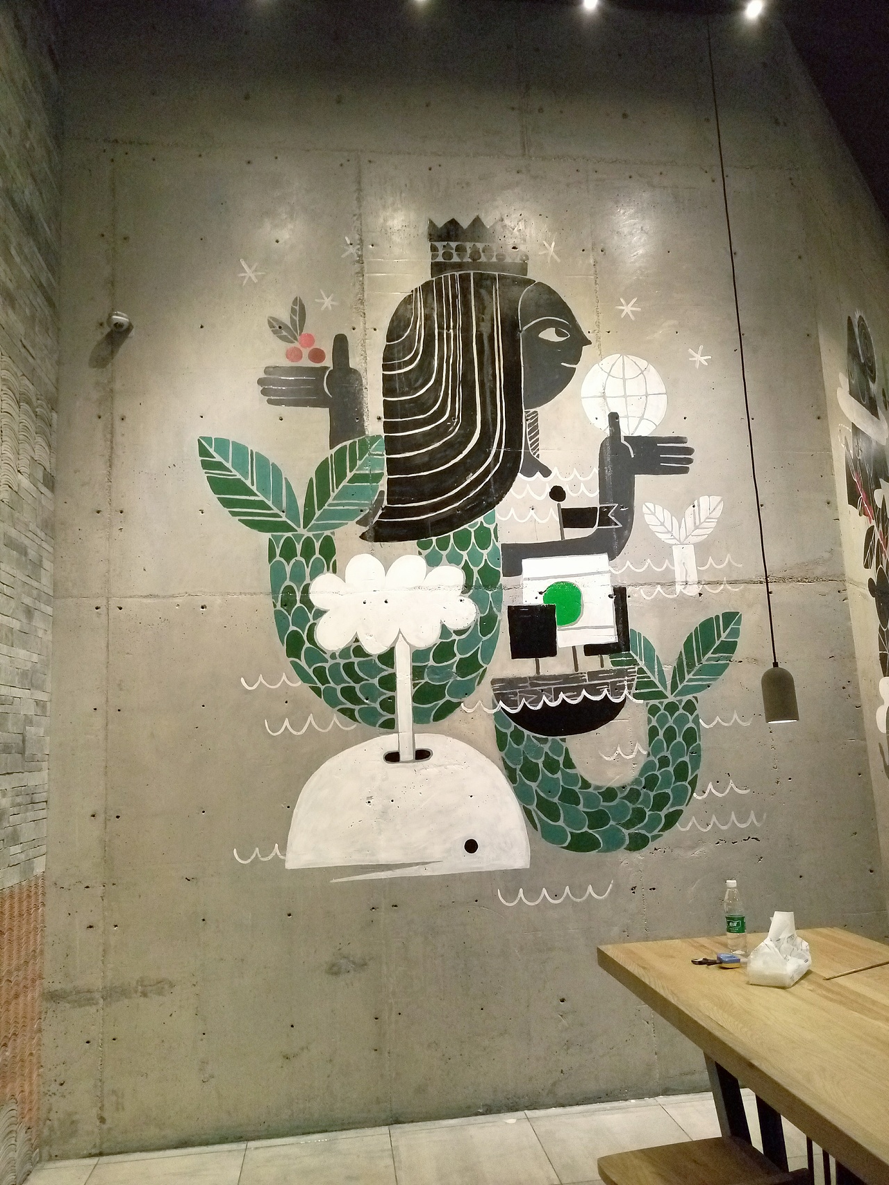 广州名盛广场 星巴克 壁画|纯艺术|绘画|广州墙绘艺术_原创作品-站酷