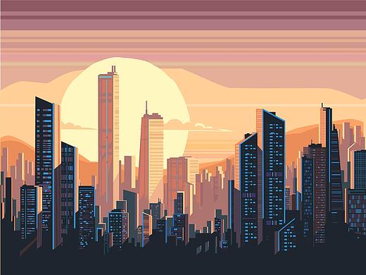 城市的黄昏（个人主页-ZMjY2ODY5NDg=） - 创作习作 - 站酷设计师槑美原创素材 - 站酷ZCOOL