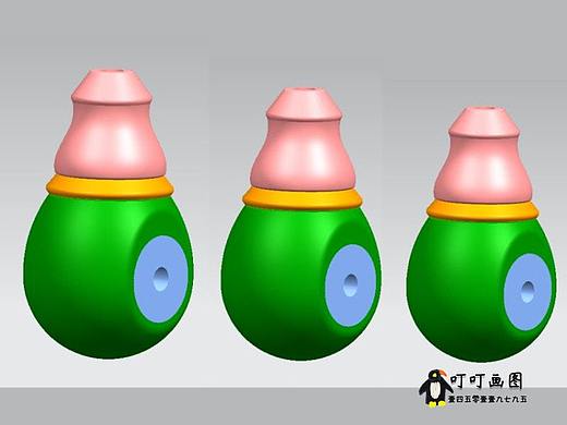 玉雕三通件画图设计，机雕圆雕图手串珠子3D模型图