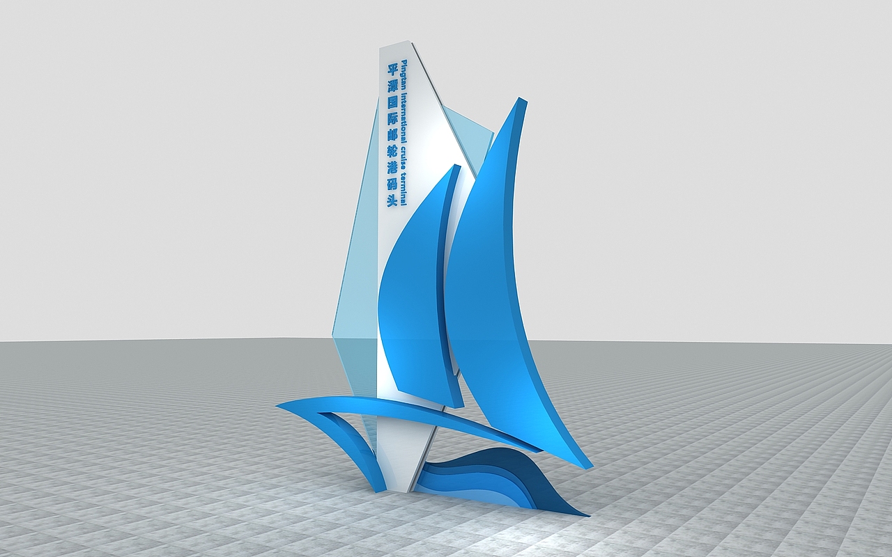 邮轮码头全套导视牌设计3D设计效果图