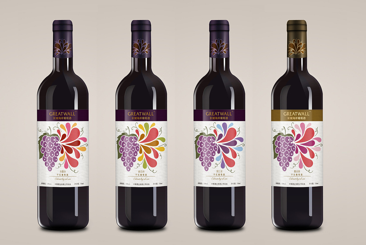 原创作品:长城海岸葡萄酒瓶贴设计概念稿