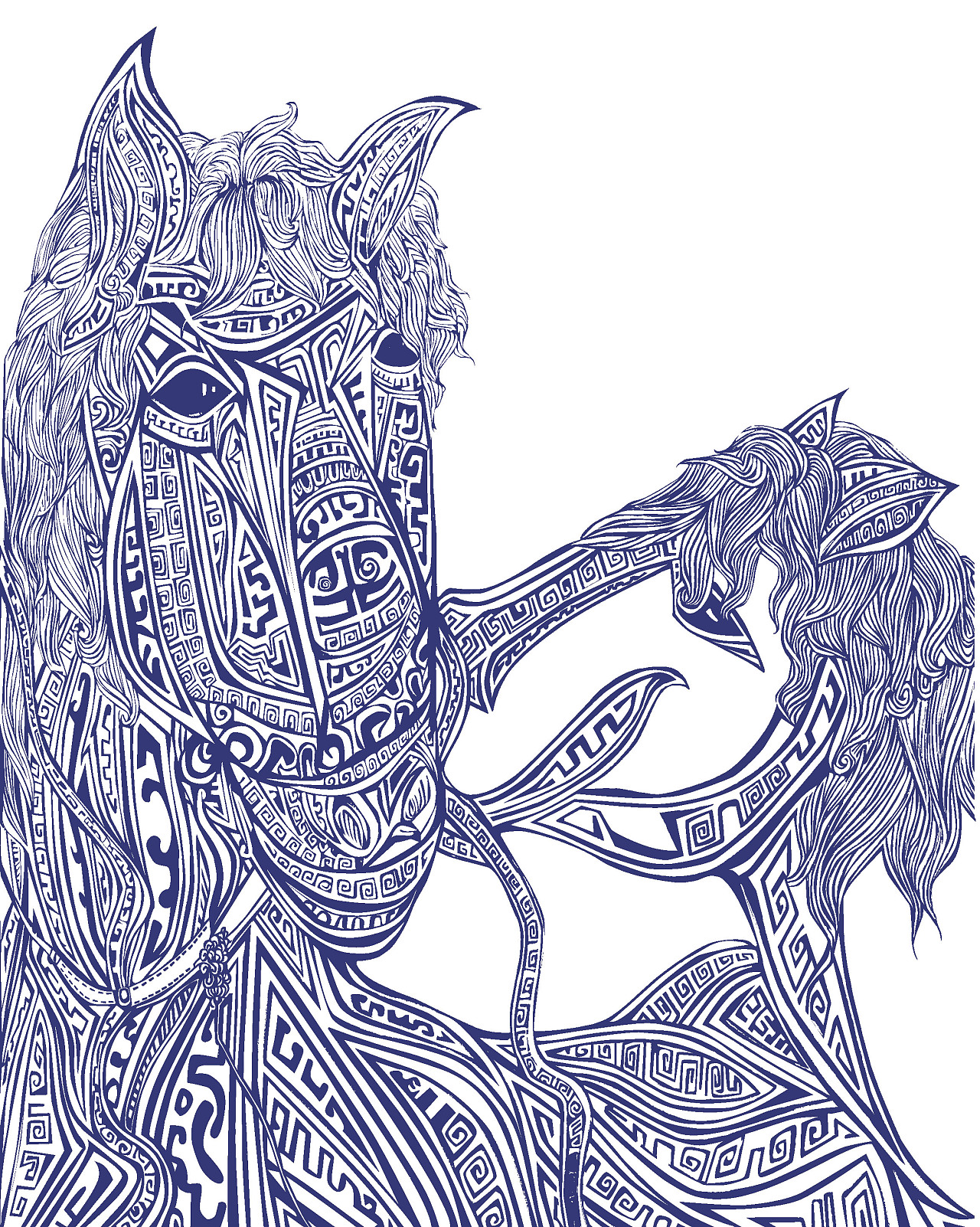 打乱,拆分和变形等手法形成的装饰画,让一些可爱的动物与鼎元素相结合