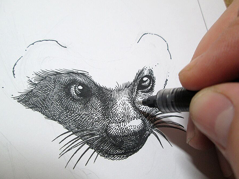 细节艺术，精心设计
创作过程<br>尺寸：A4<br>工具：白雪走珠笔<br>时间：8小时 