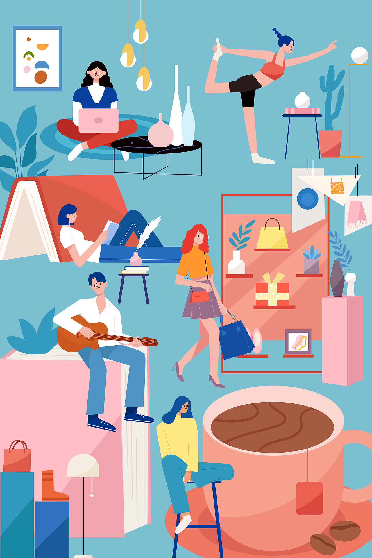 一些扁平风格的插画（图ZMjczOTc3NjE2） - 商业插画 - 站酷设计师牛排加辣原创素材 - 站酷ZCOOL