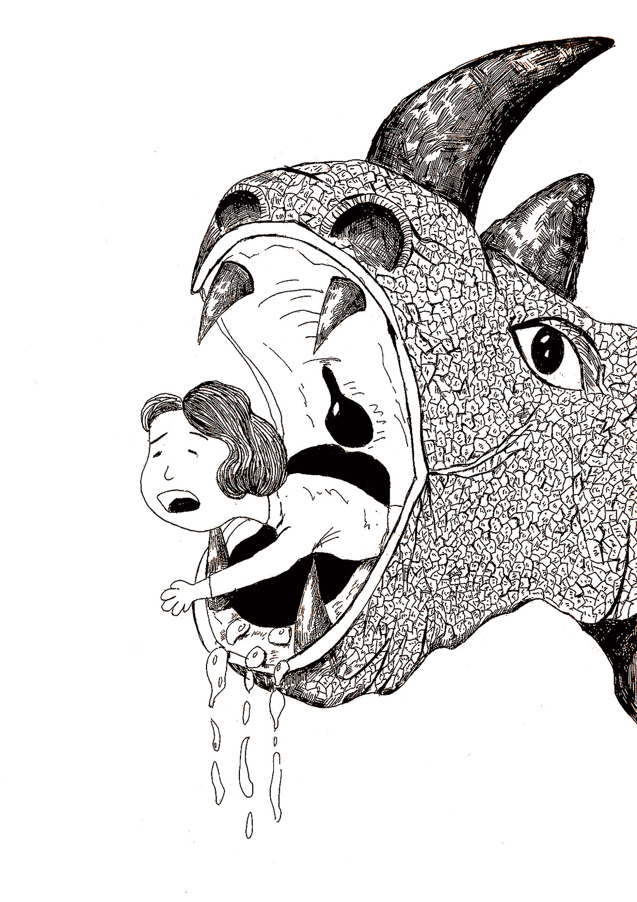 犀渠,形状像牛,青色的身子,叫声像婴儿,会吃人.