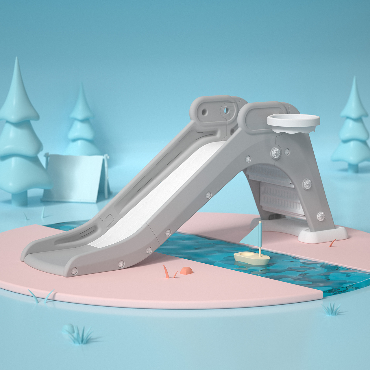 儿童滑滑梯电商渲染|工业/产品|玩具|加州旅者_原创作品-站酷zcool