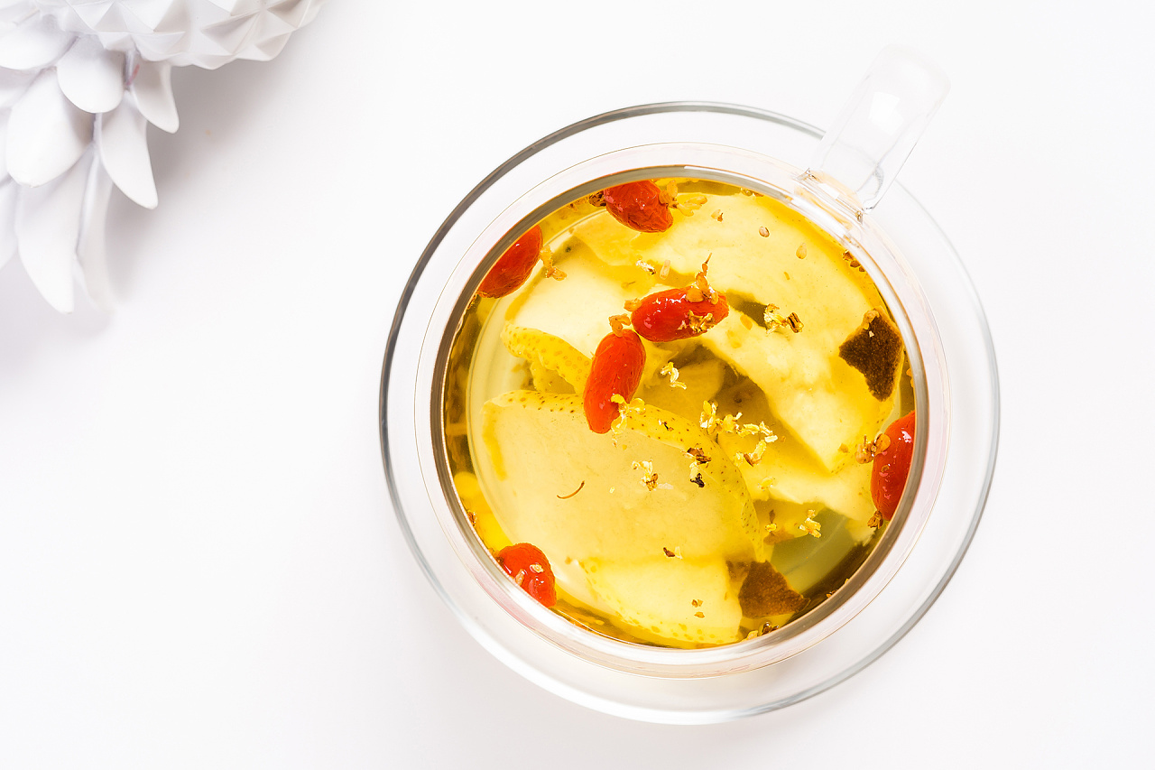 桂花雪梨茶拍摄 花茶拍摄