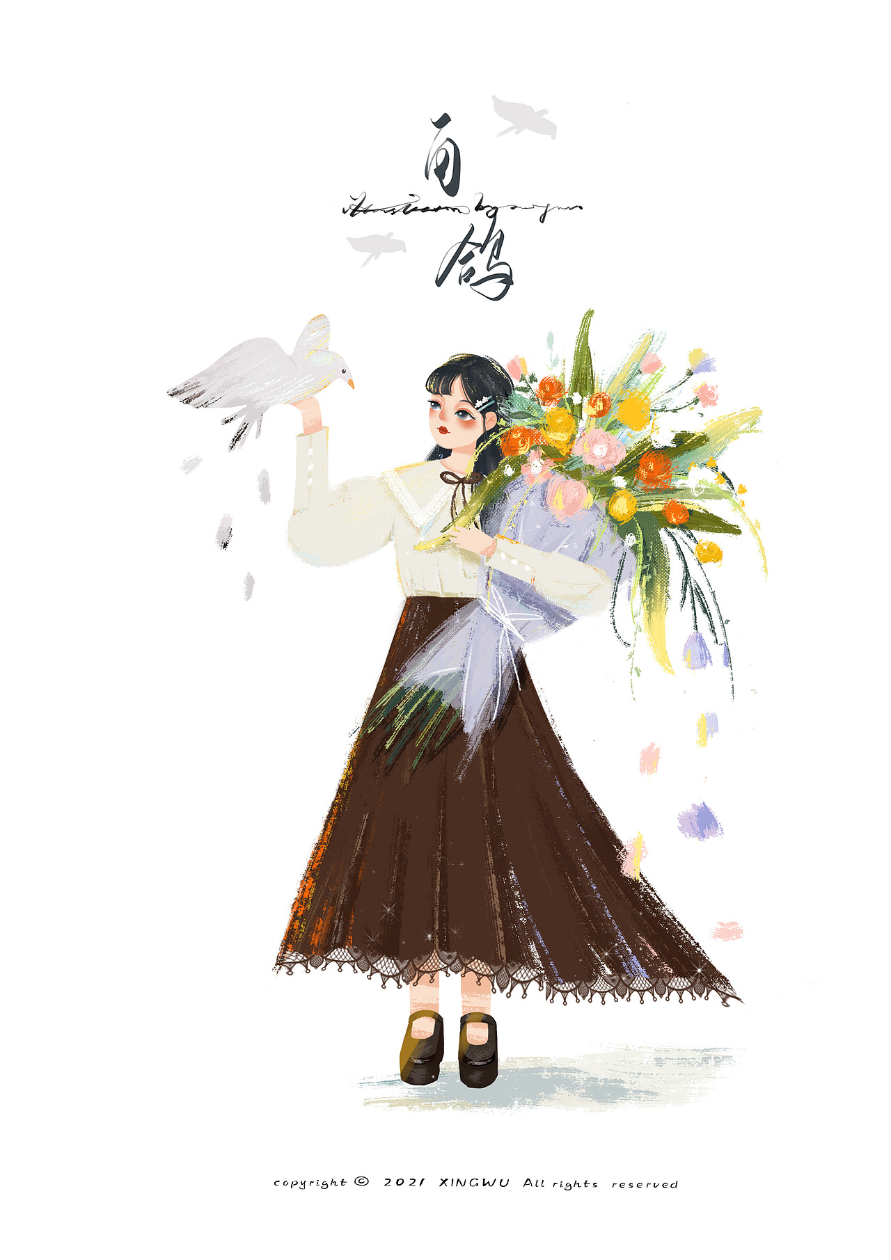 白鸽|小清新插画|文创包装（图ZMjcwMTMwNzMy） - 商业插画 - 站酷设计师荇戊原创素材 - 站酷ZCOOL