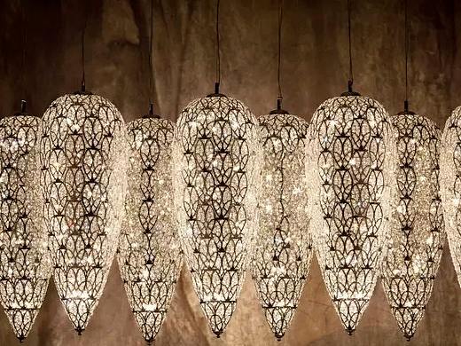 后现代不锈钢镂空吊灯定制 明古灯饰