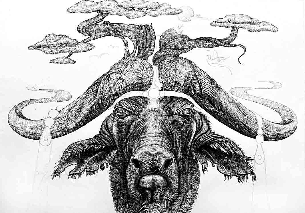手绘插画 — 牛（图ZMjI0ODUxODY0） - 艺术插画 - 站酷设计师易萍Elaine原创素材 - 站酷ZCOOL