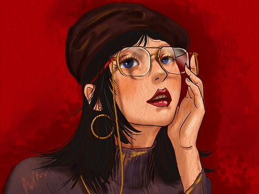 练习--《戴眼镜的女人》