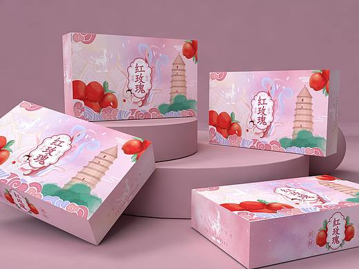 丑苹果王林晴川富士红玫瑰苹果、唯美插画水果通用包装
