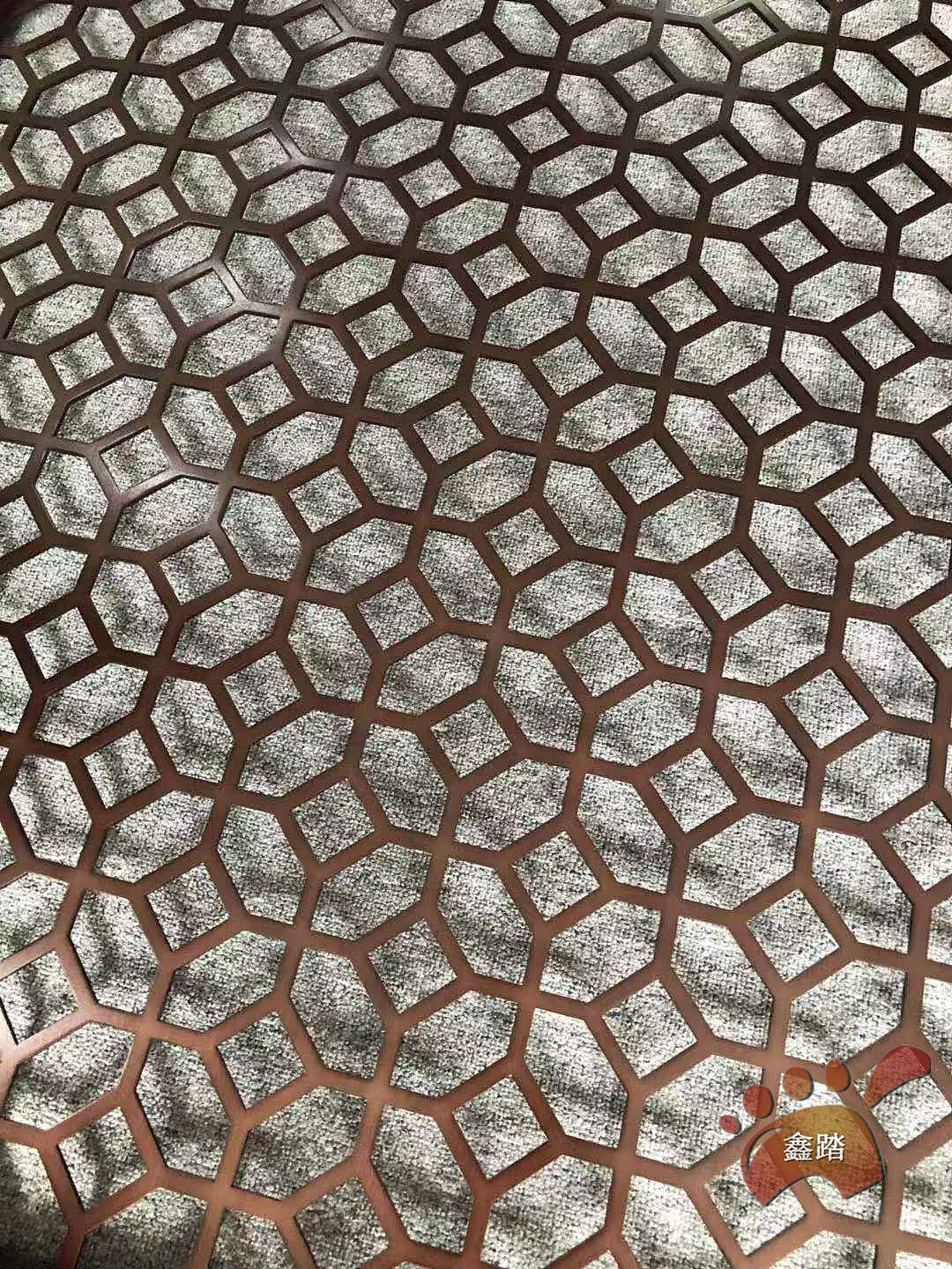 拉丝古铜做旧铝板雕刻屏风 铜钱花造型中式屏风参考