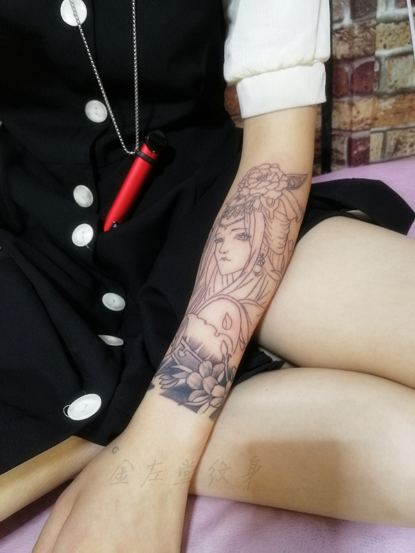 手环拼接半臂纹身艺妓纹身金左堂纹身盖疤痕河南纹身