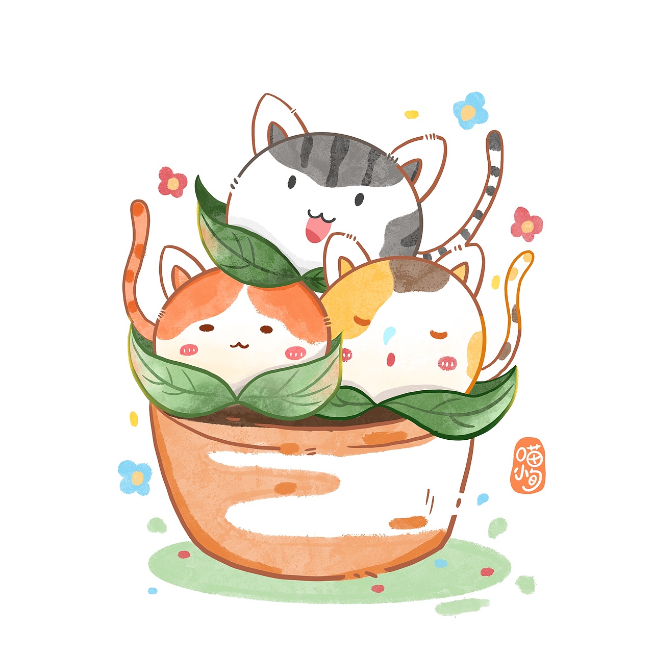 夏天，种猫猫得猫猫！（图ZMjU5OTQ2ODU2） - 儿童插画 - 站酷设计师喵小旬原创素材 - 站酷ZCOOL