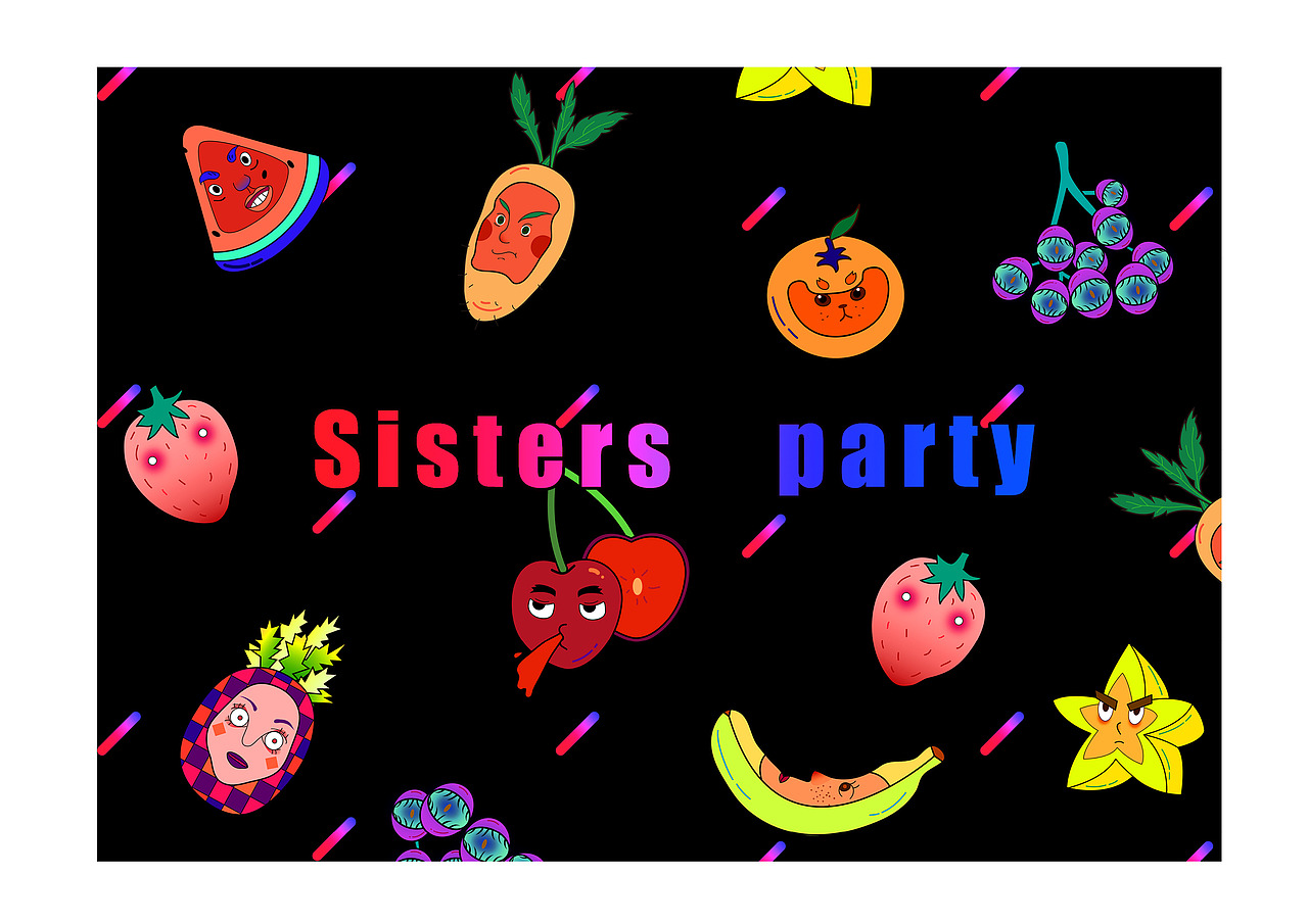 《Sisters party》（图ZNjkzODE4Mjg=） - 图案 - 站酷设计师一包黑化肥原创素材 - 站酷ZCOOL