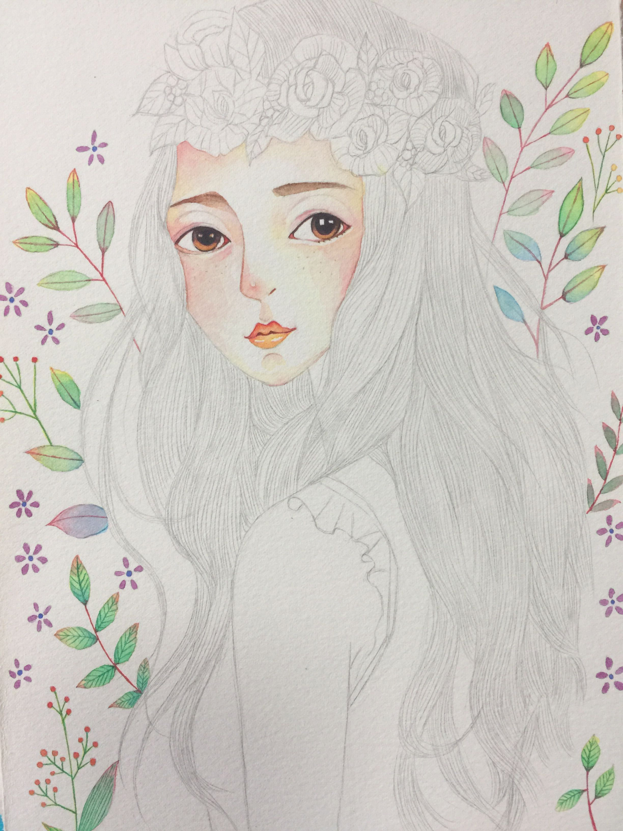 水彩人物|绘森女系超详细插画步骤图