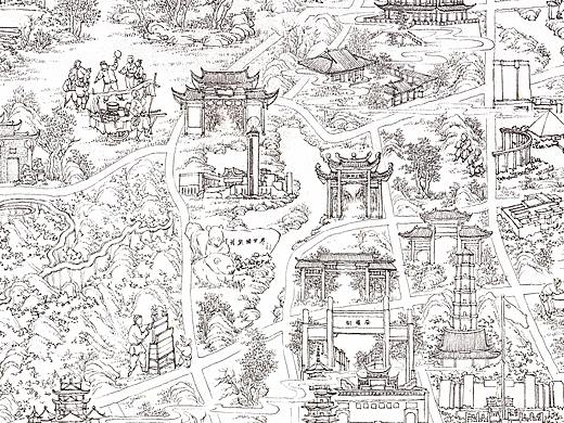 福州手绘地图线稿