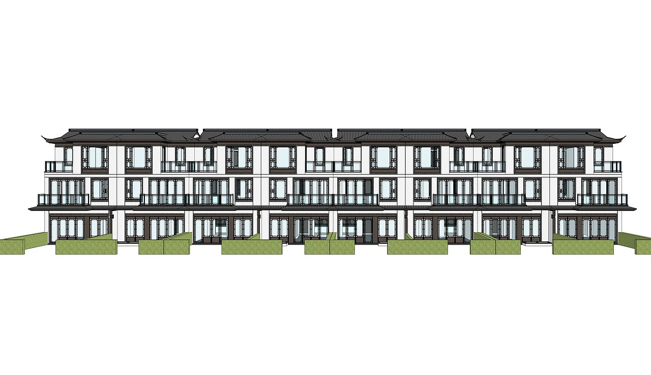 新中式别墅SU模型下载