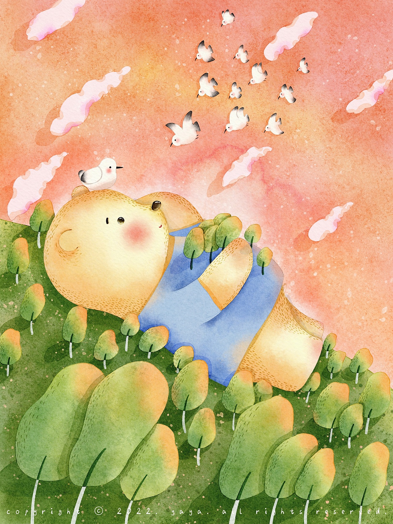 “躺平”的小动物们（图ZMzA2MjQyMjMy） - 儿童插画 - 站酷设计师鸭鸭插画原创素材 - 站酷ZCOOL