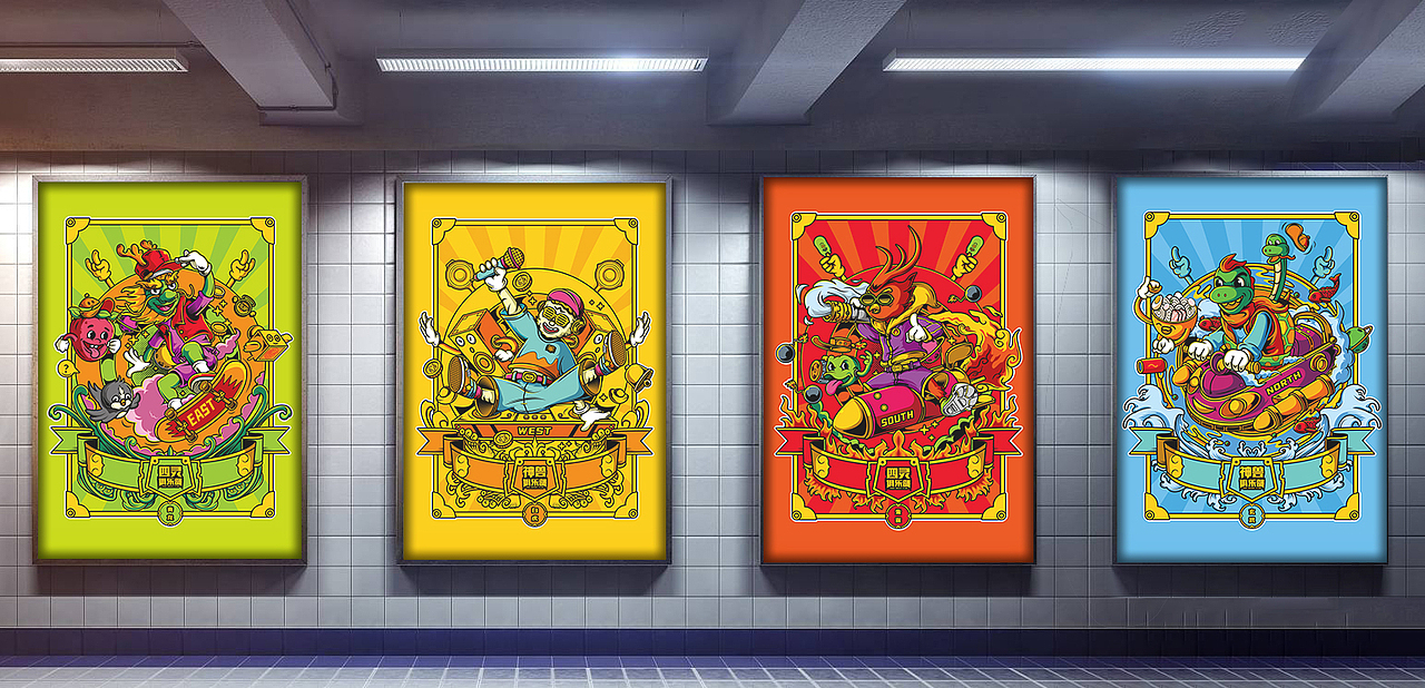 四灵俱乐部（图ZMjA5NjE0NTUy） - 商业插画 - 站酷设计师一國原创素材 - 站酷ZCOOL