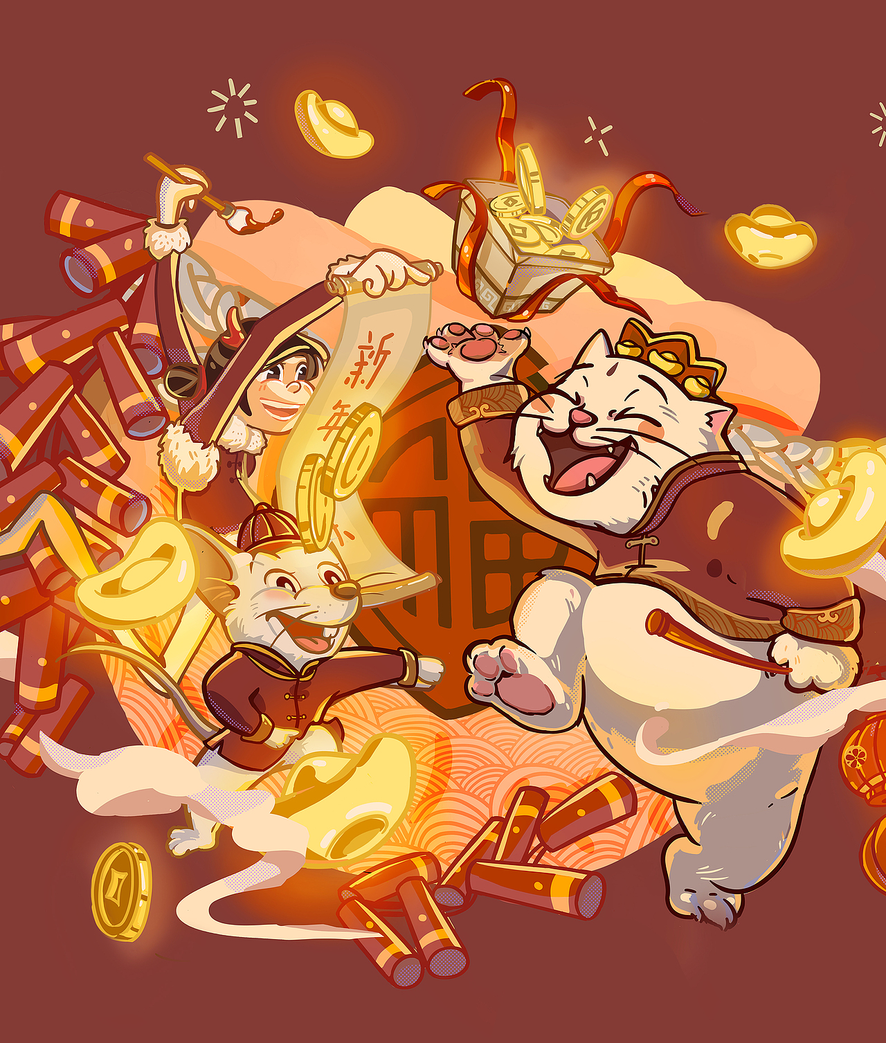 新年插画（图ZMjM2MzI0NDk2） - 商业插画 - 站酷设计师桌桌公公原创素材 - 站酷ZCOOL