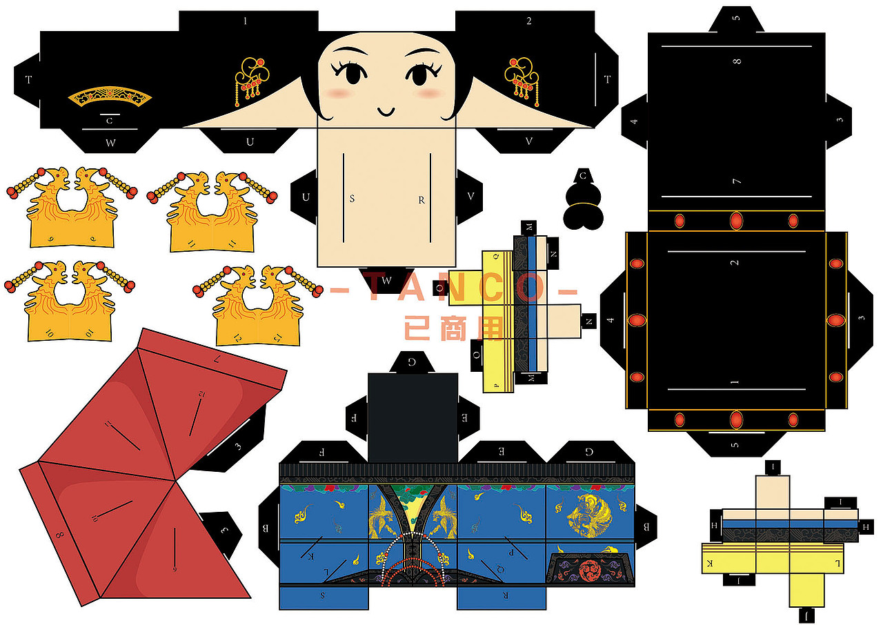 人偶折纸明信片（图ZNDM1MDQ3NjQ=） - 商业插画 - 站酷设计师Tanc_o原创素材 - 站酷ZCOOL