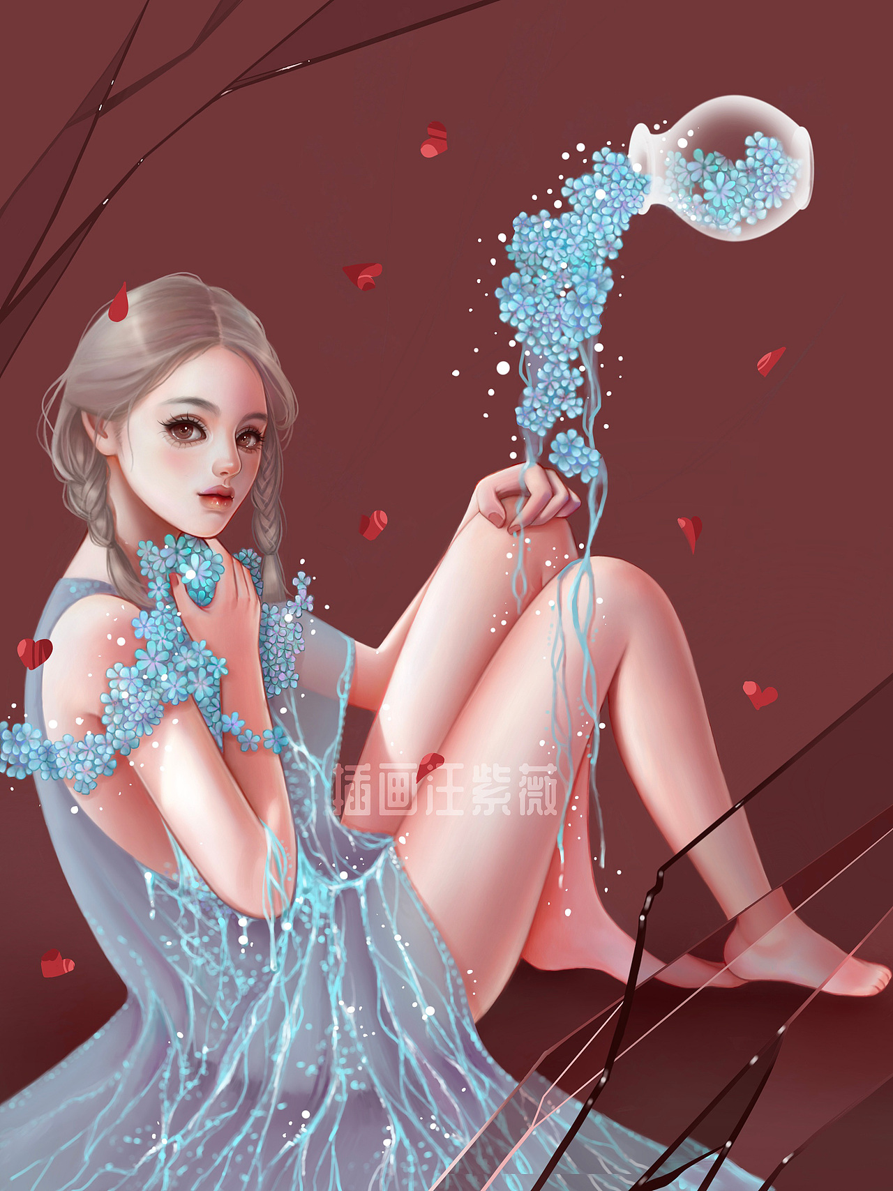 iPad手绘厚涂女孩人像插画（图ZMjQ4MDA4NjUy） - 商业插画 - 站酷设计师插画汪紫薇原创素材 - 站酷ZCOOL