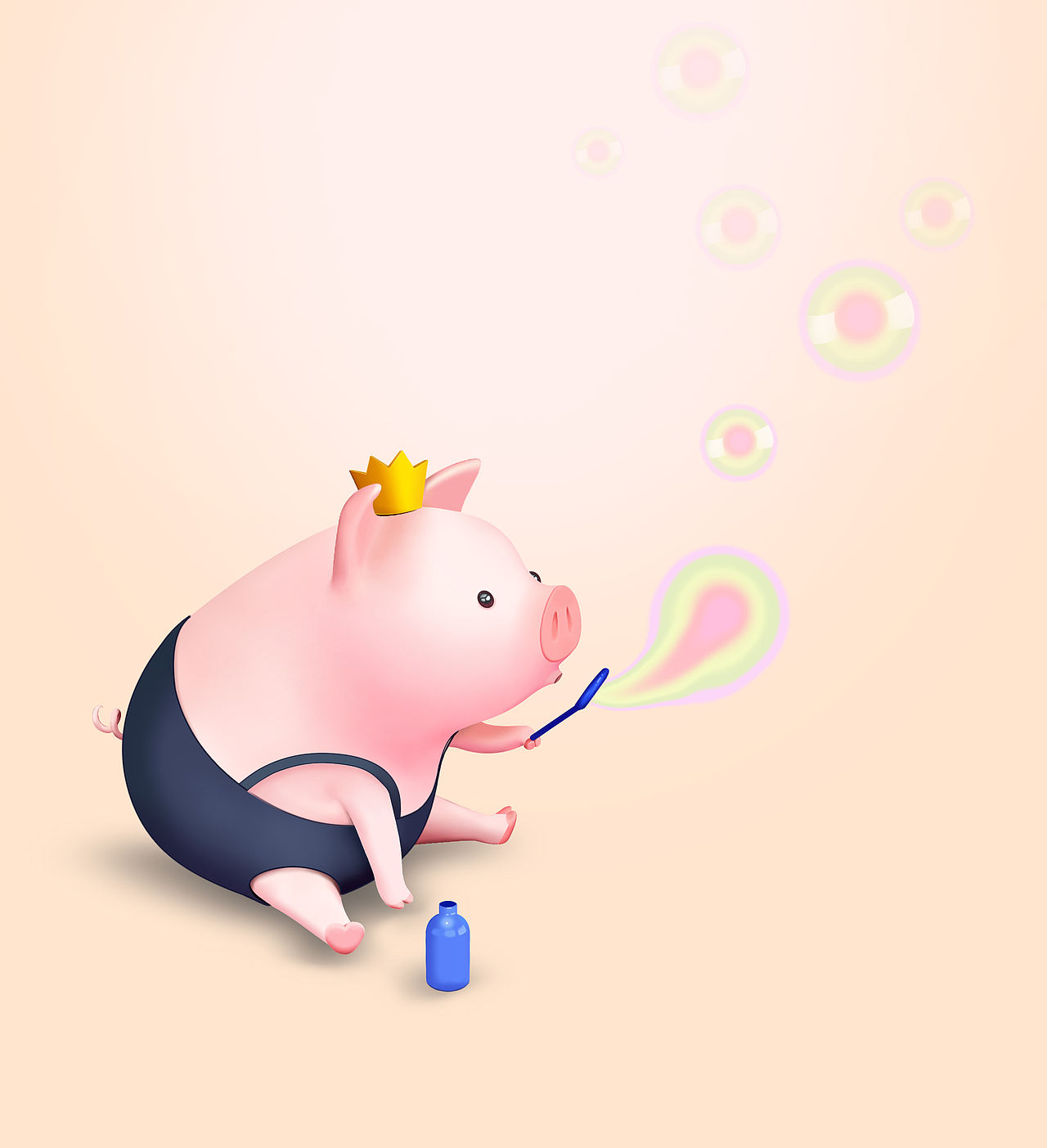 吹泡泡的小猪（图ZMzAxNDM3MzQw） - 儿童插画 - 站酷设计师夏日秋风和原创素材 - 站酷ZCOOL