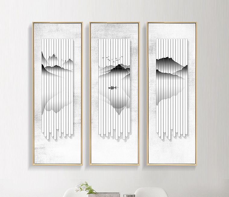 现代新中式创意立体水墨山水画装饰画无框画挂画（图ZOTEyOTQxNjQ=） - 商业插画 - 站酷设计师都怪小吴是美工原创素材 - 站酷ZCOOL