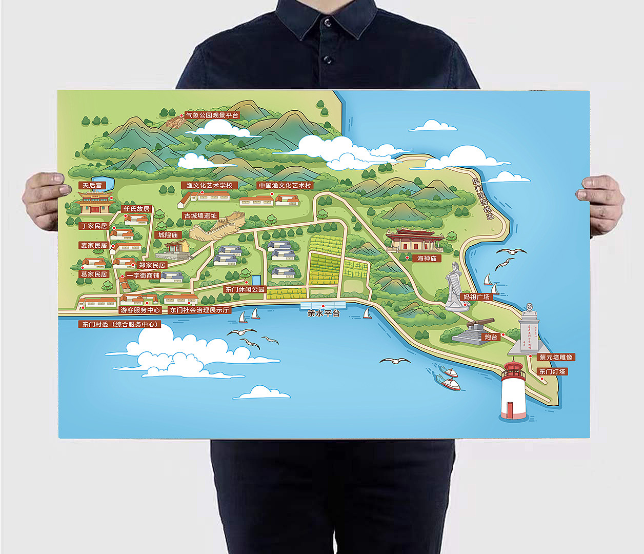 【宁波象山】乡镇社区手绘地图定制设计