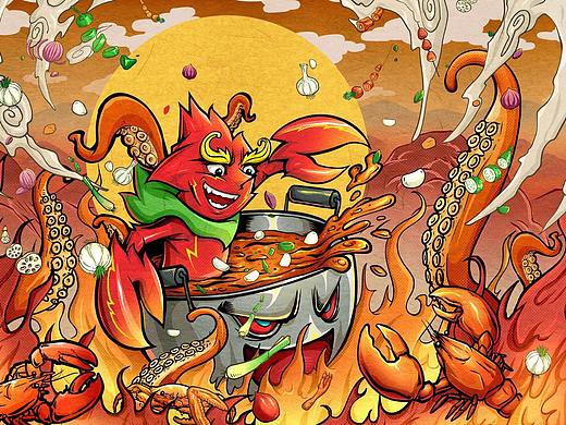 虾货餐饮品牌插画