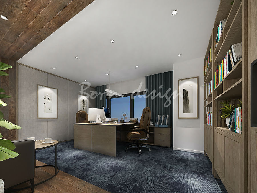 上海贸易公司现代新中式精致装修办公室设计方案