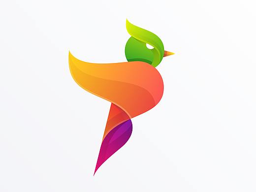 国外炫彩风格鸟logo标志AI素材