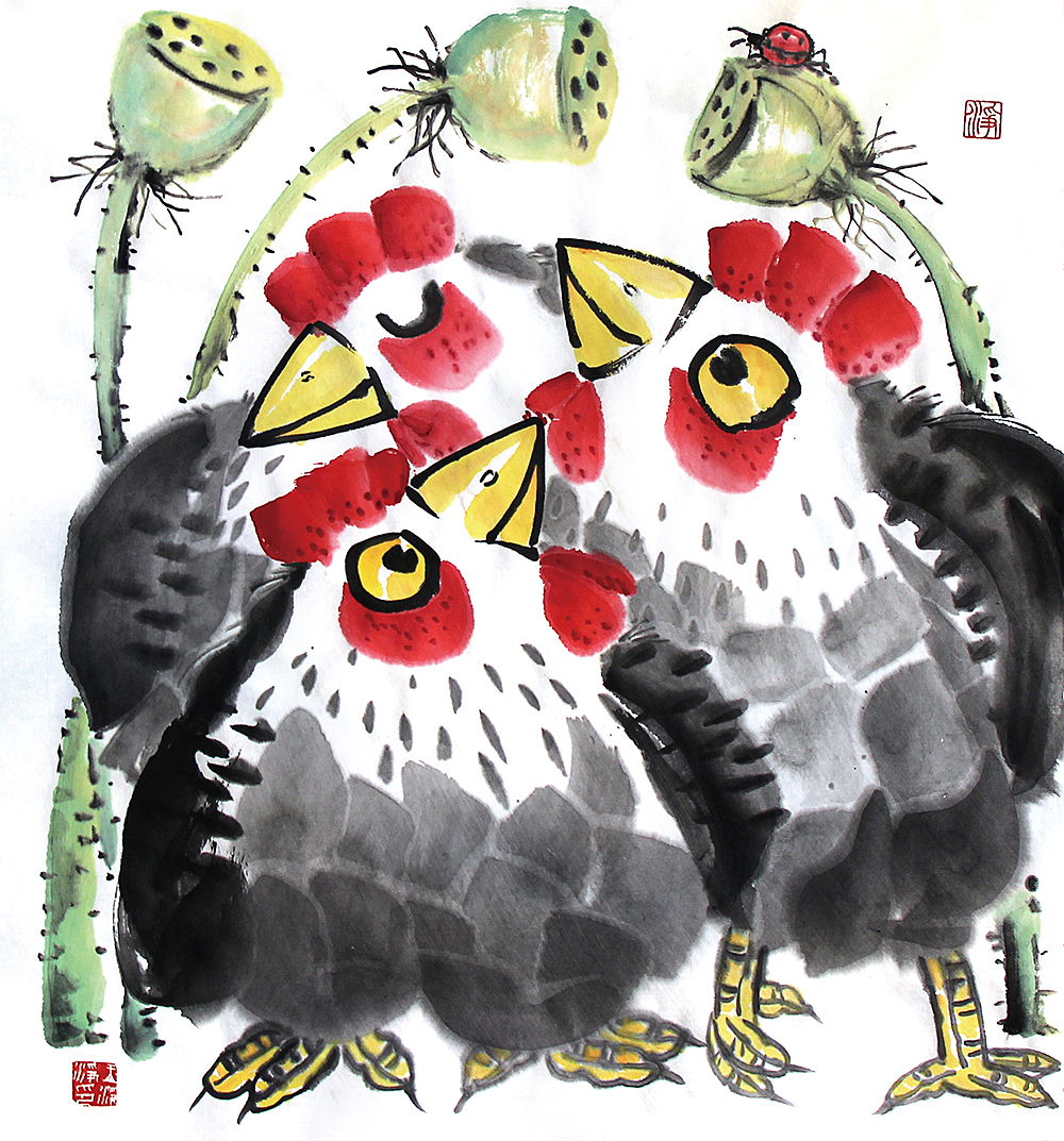 王净净 水墨鸡 鸡年插画 国画鸡（图ZNjM1MDIyNjQ=） - 绘画 - 站酷设计师画儿晴天原创素材 - 站酷ZCOOL