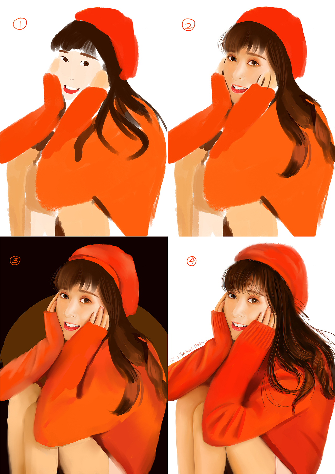 橙色系girl|插画|创作习作|爱画画的娟娟娟儿_原创作品-站酷zcool