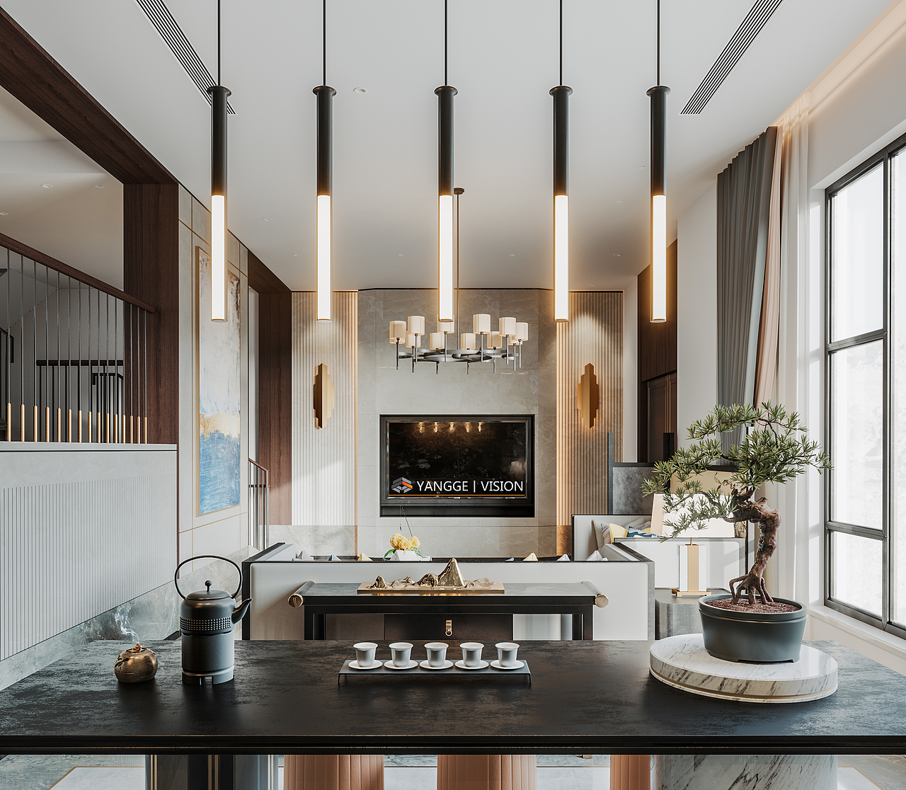 中式客厅（图ZMjA0MDYxNTY4） - 家装设计 - 站酷设计师画图小哥原创素材 - 站酷ZCOOL