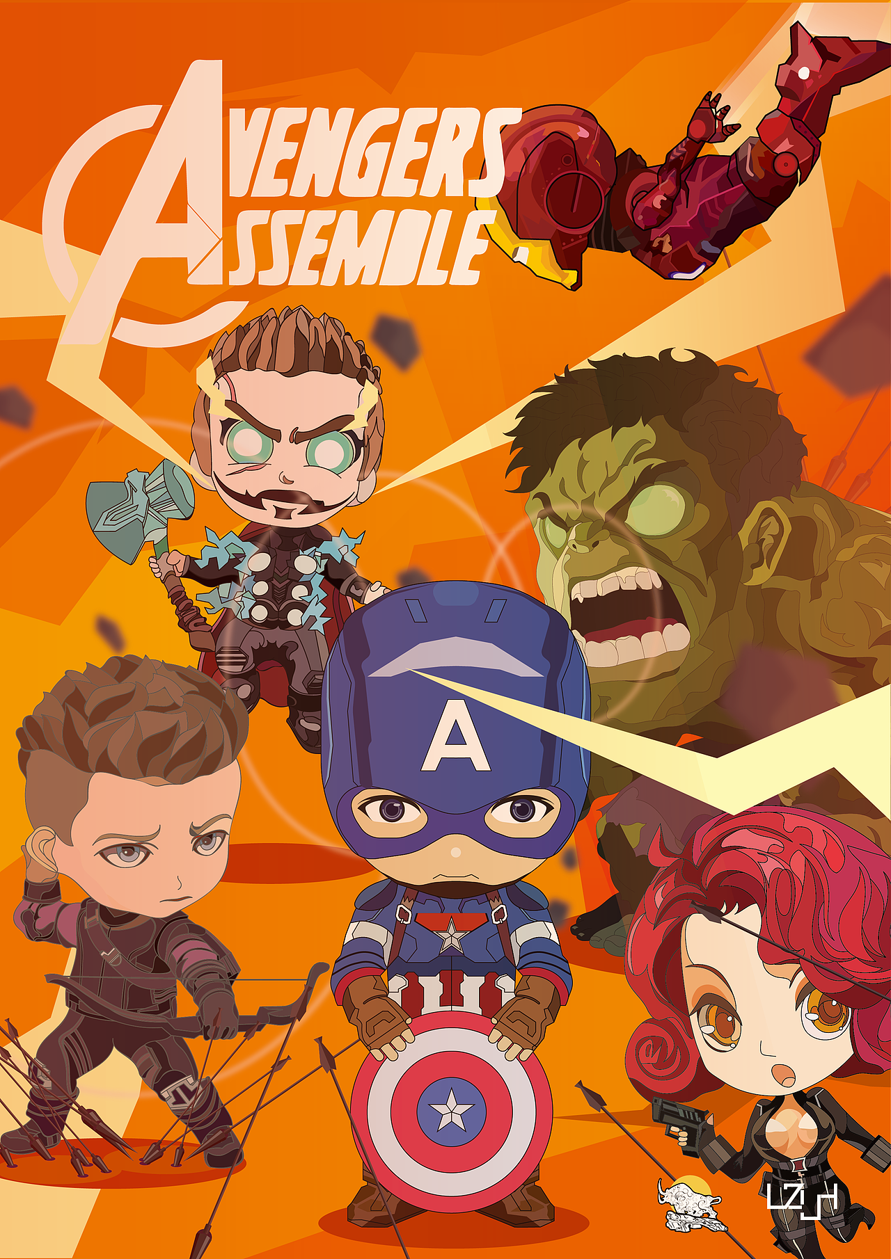 复仇者联盟1q版角色插画