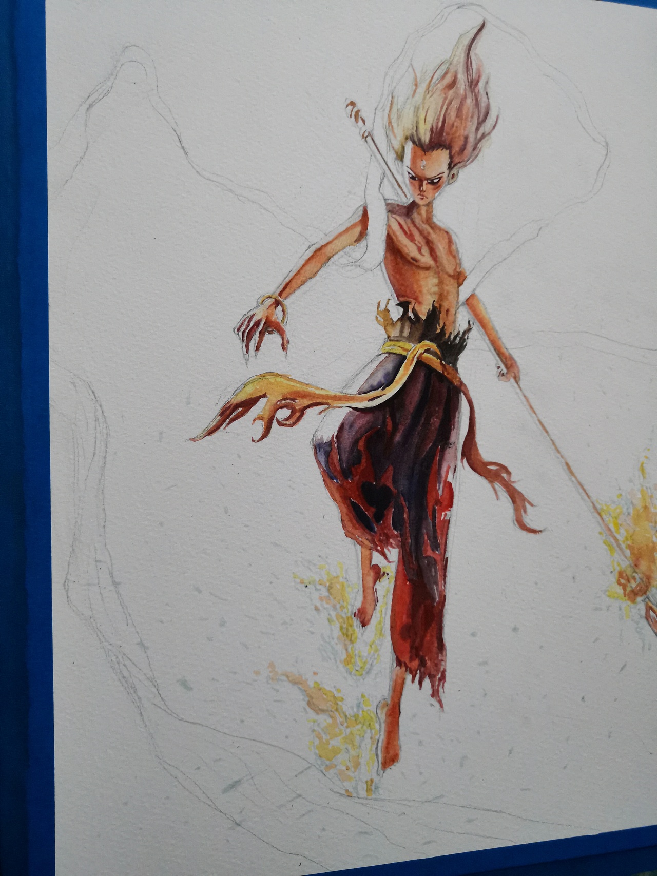 哪吒魔童降世水彩插画练习临摹海报