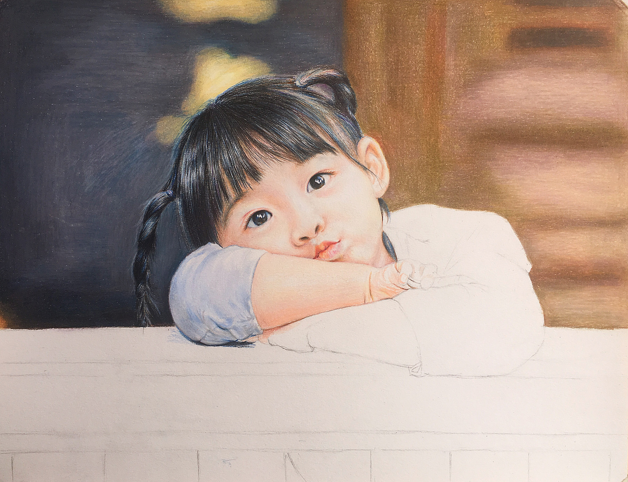 彩铅人物小女孩