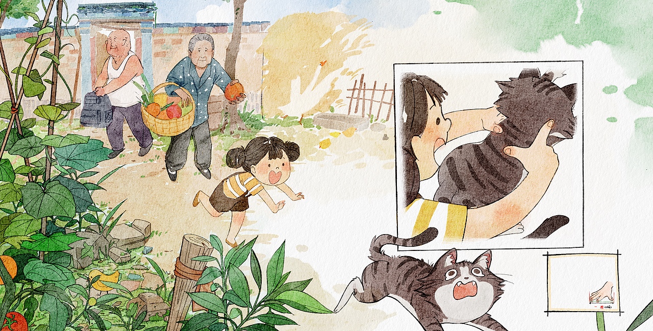 去年合作的绘本《爷爷家的暑假》（图ZMzcwNjI2MzYw） - 绘本 - 站酷设计师阿库库原创素材 - 站酷ZCOOL