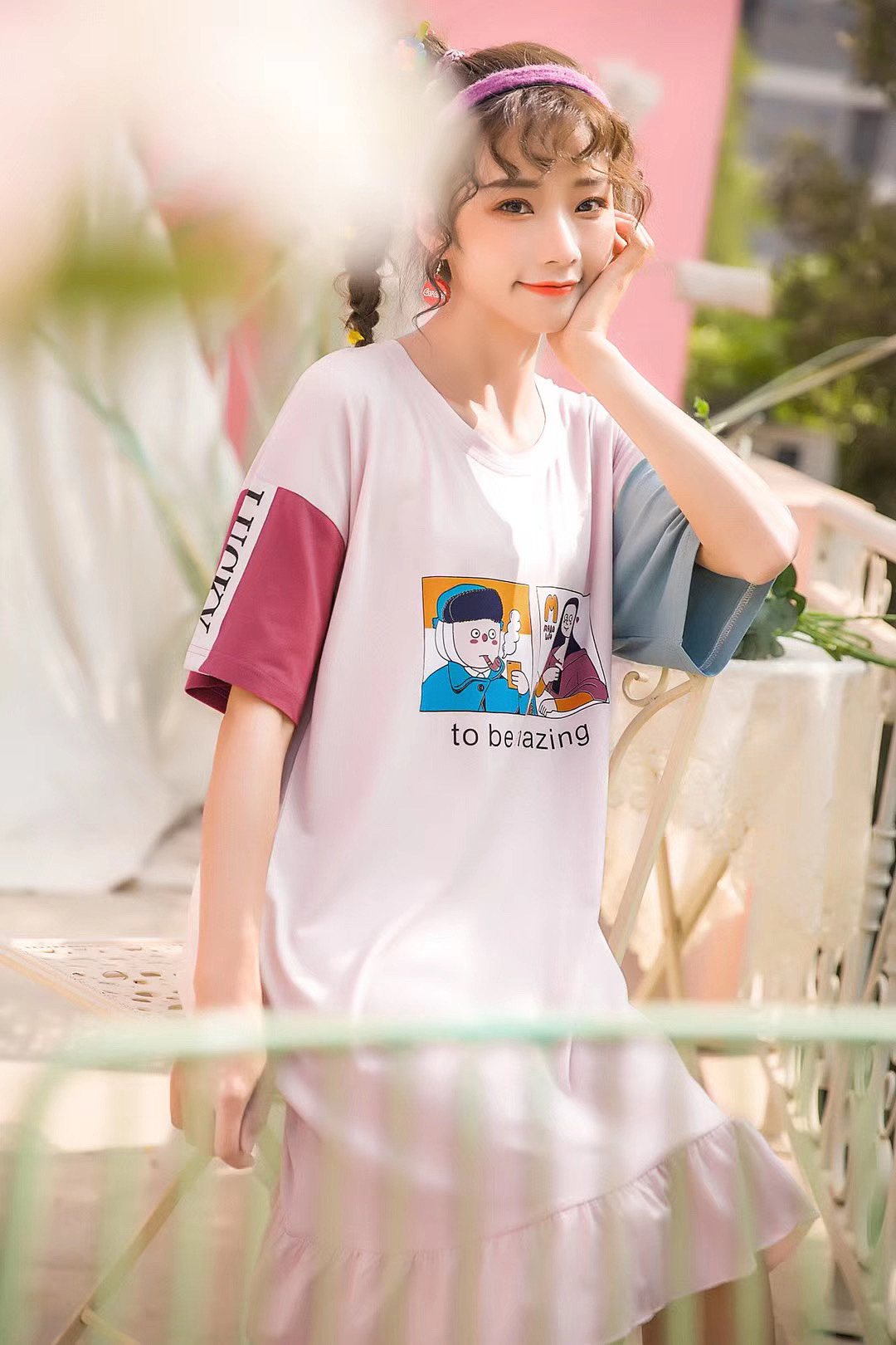 睡衣家居服睡裙衬衫短袖T恤休闲家居套装模特拍摄拍照（图ZMjAzOTExNTQ0） - 人像摄影 - 站酷设计师北斗摄影原创素材 - 站酷ZCOOL