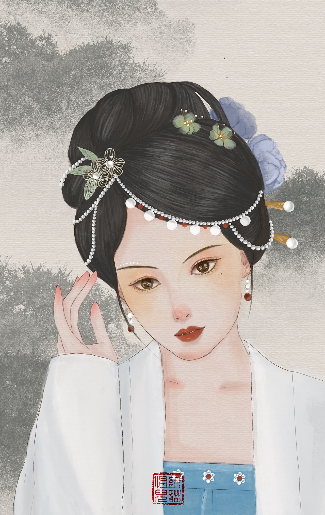 古风水彩插画练习（图ZMjkyMzcyNjQw） - 创作习作 - 站酷设计师岛上有个美少年原创素材 - 站酷ZCOOL