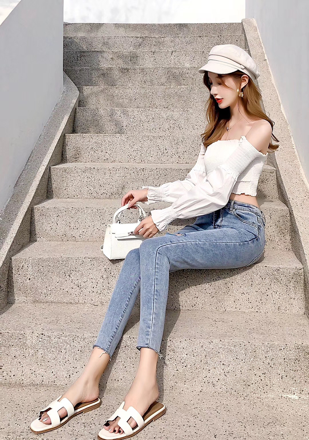 模特周洛希修身牛仔裤 铅笔裤 休闲裤 广州裤子摄影