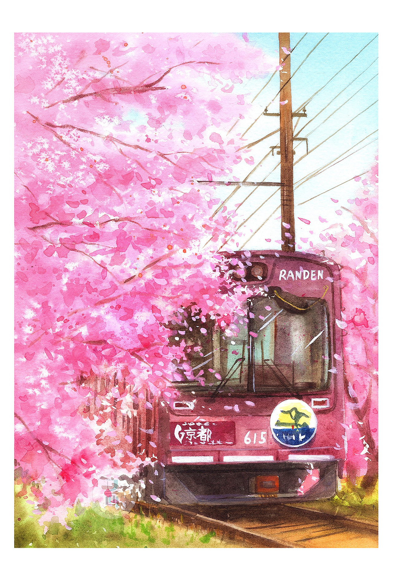 樱花风景画马克笔图片