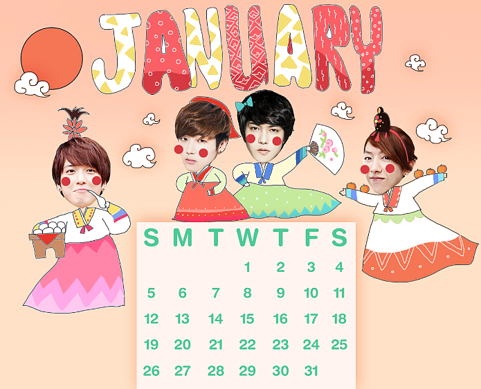 ［韩国偶像乐队CNBLUE周边日历］原创卡通fanart可爱主题2014日历
2014.06.29cnblue北京演唱会bluemoon现场出售，限量版30份。