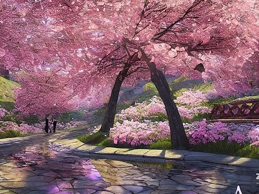 #AI创作实验室#樱花盛开虽美，落英缤纷更佳。