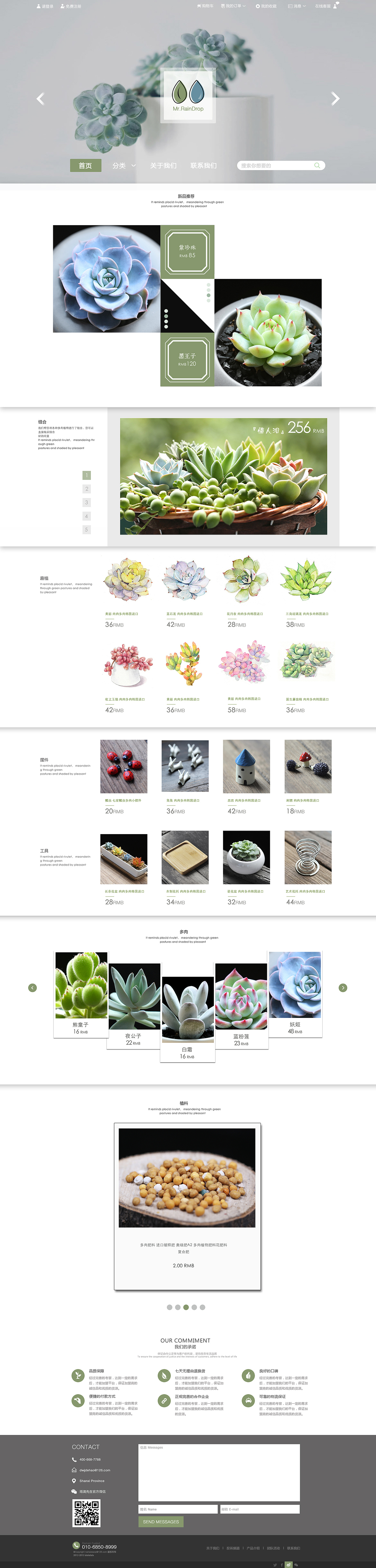 雨滴叔叔多肉植物花卉用品电商平台首页